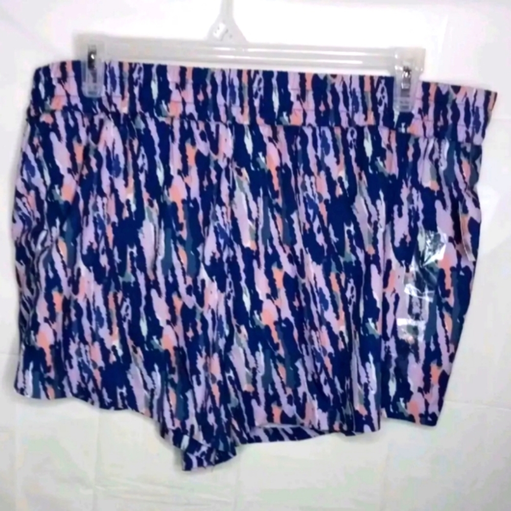 Womens XXL Lined Running Shorts Blue Purple Orange Camo Elastic Waist Pockets